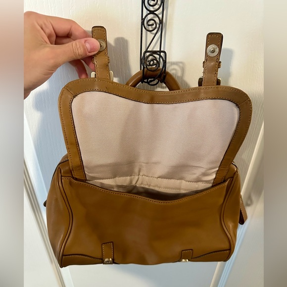 Talbots - Tan Leather Handbag with Gold Buckles - Amazing Condition! - Picture 4 of 10